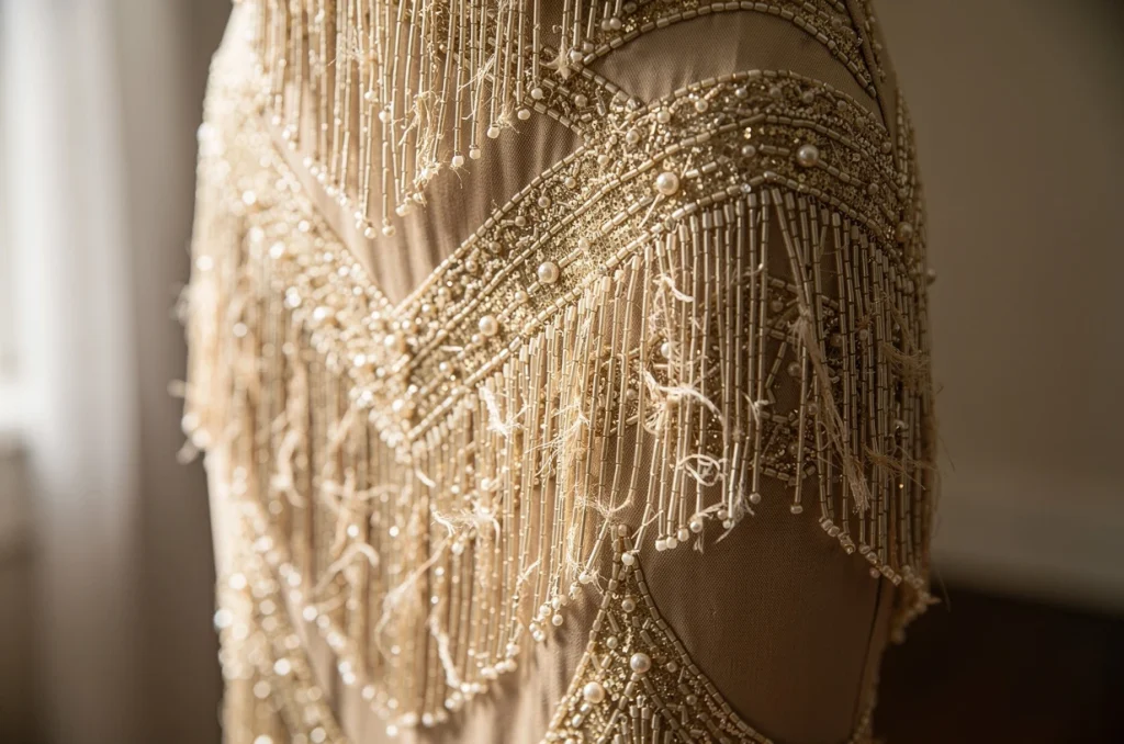 Franges, perles et taille basse : comment les détails des robes gatsby séduisent encore aujourd’hui